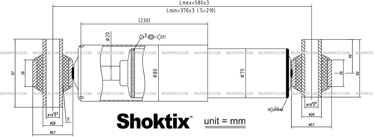 2 Pcs Heavy Duty Rear Shock Absorber with Bushing V429