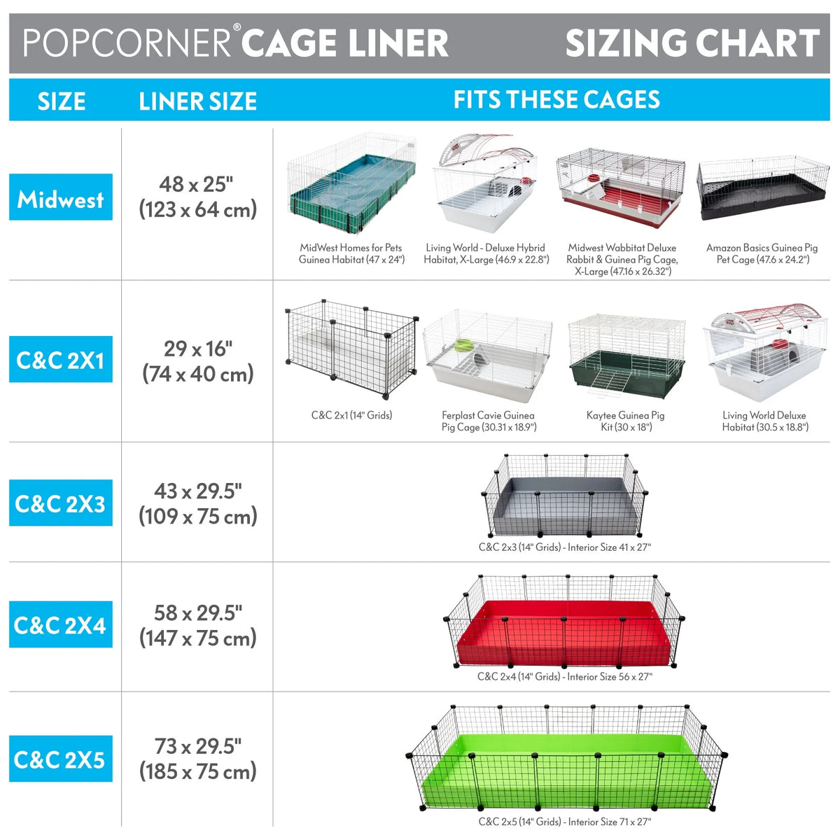 2ct Washable Fleece Guinea Pig Cage Liners with Waterproof Bottom L946426