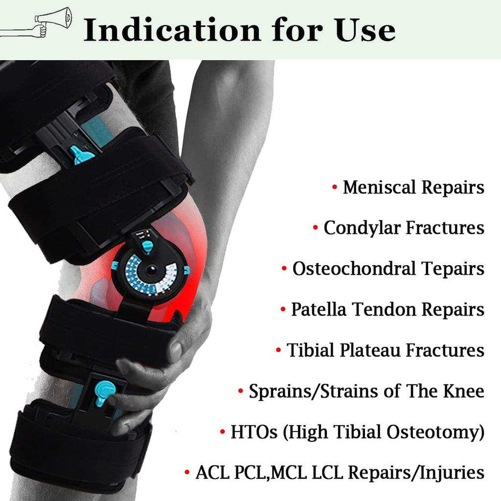 Hinged Post Op Knee Brace Adjustable ROM Leg Stabilizer M265