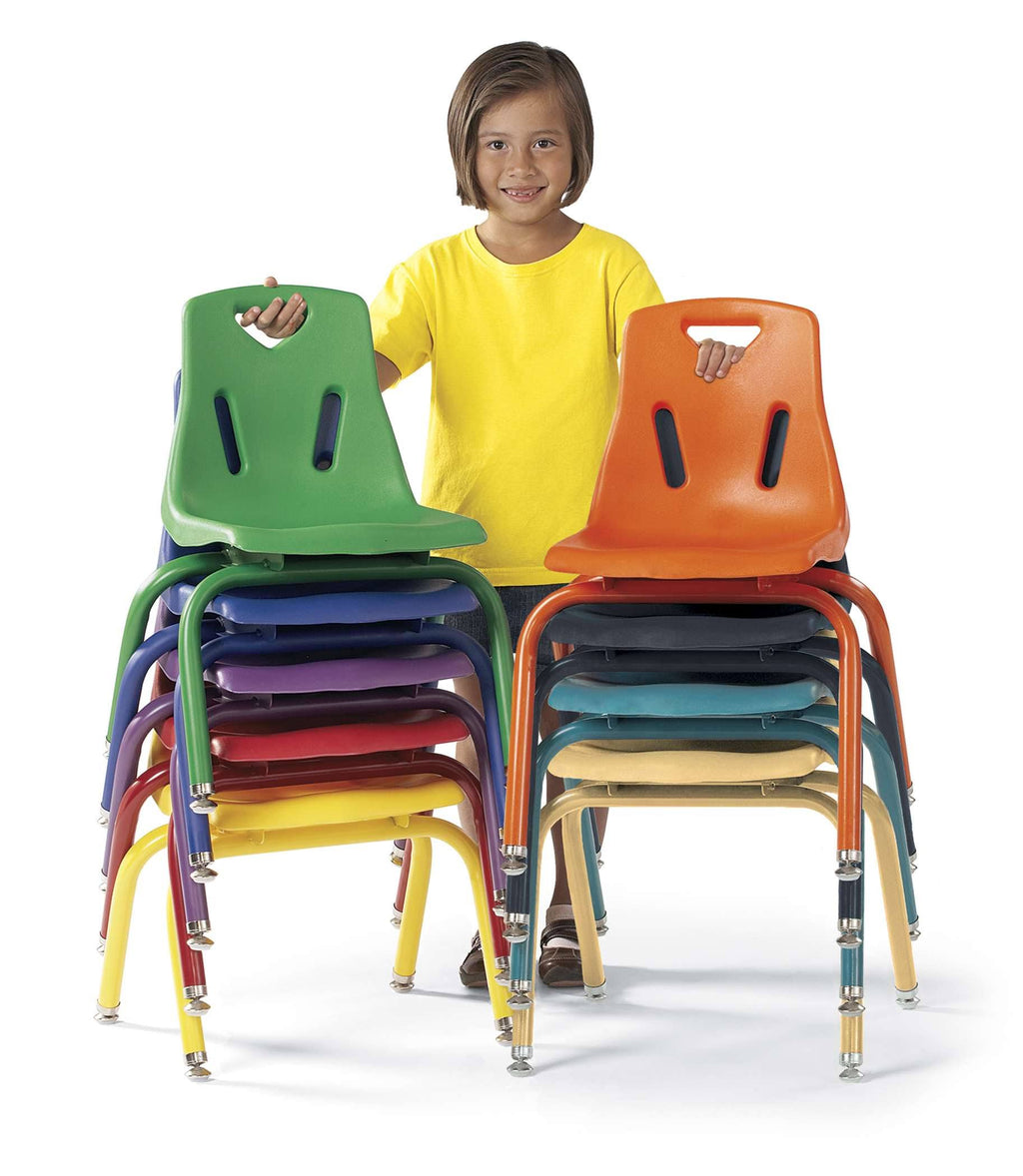 Yellow Stacking Chairs with Powder-Coated Legs, Set of 6 D62117