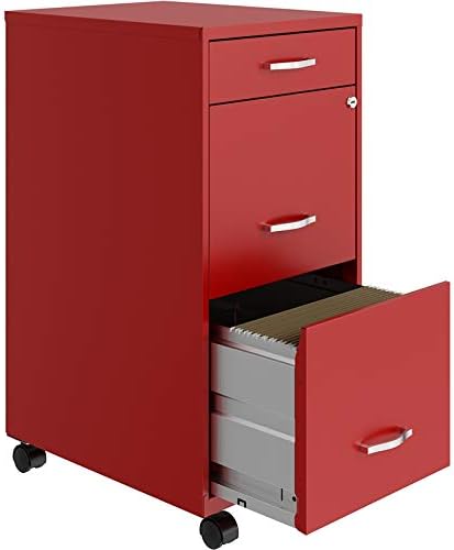 3 Drawer Metal Mobile File Cabinet with Lock, Letter Size, Silver F52668