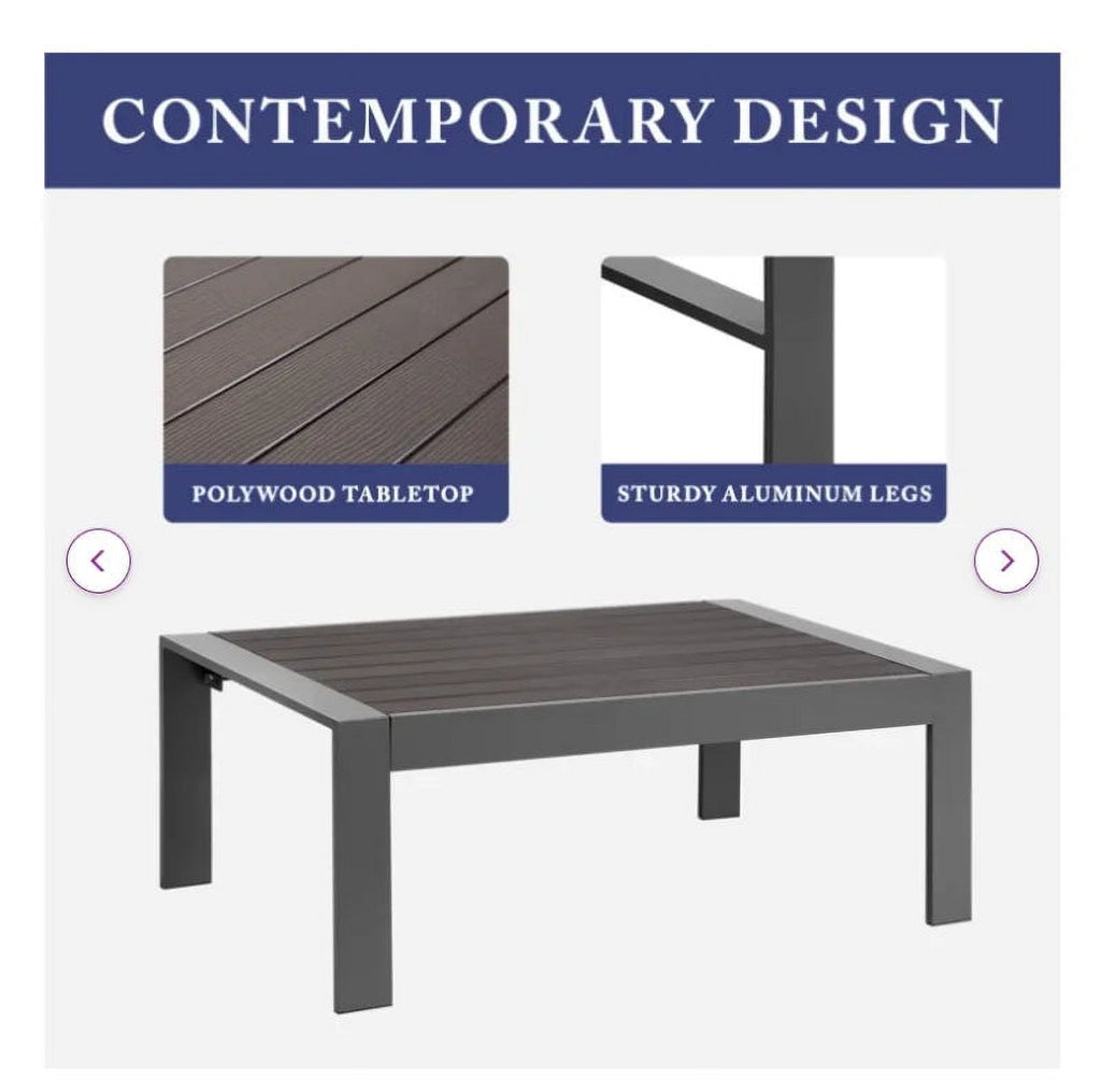 Grey Aluminum Corner Sectional Sofa with Dark Grey Cushions S628680