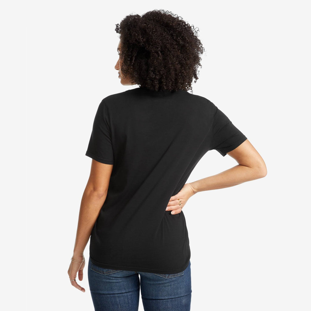 Black Cotton V-Neck T F820104