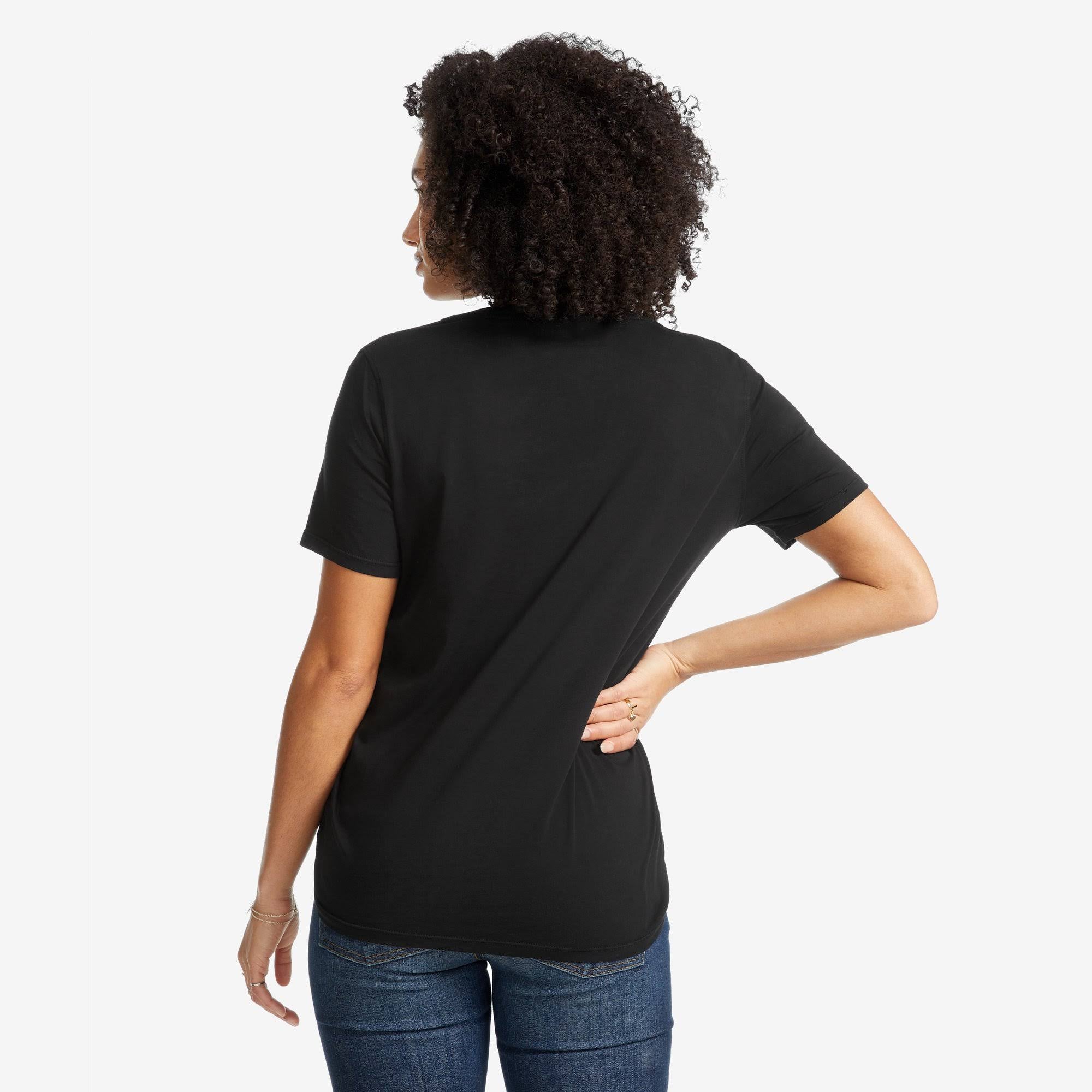 Black Cotton V-Neck T F820104