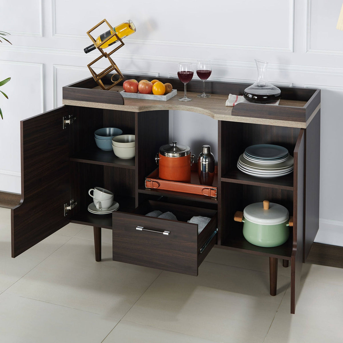 Mid-Century Modern Wenge Buffet Server, Brown J903