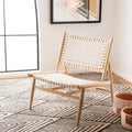 Natural/White Leather Accent Chair Q851511