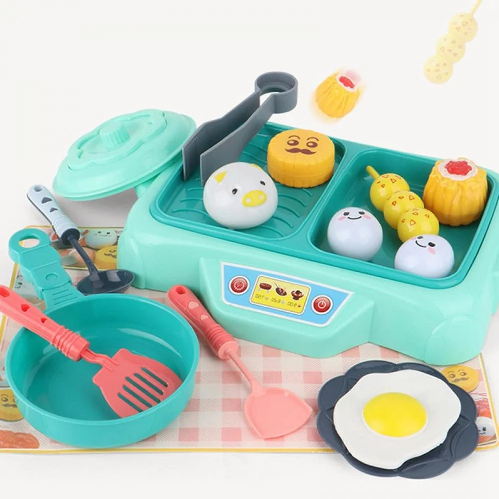 Pretend Play Kitchen Toy with Cooking Utensils and Cut Play Food X5384