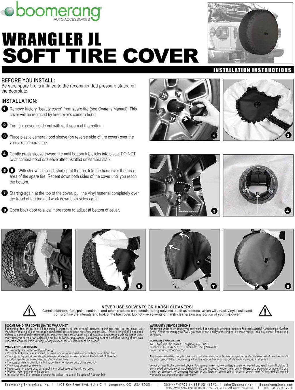 32 Soft Tire Cover for Jeep Wrangler JL Pack of 2 S679611