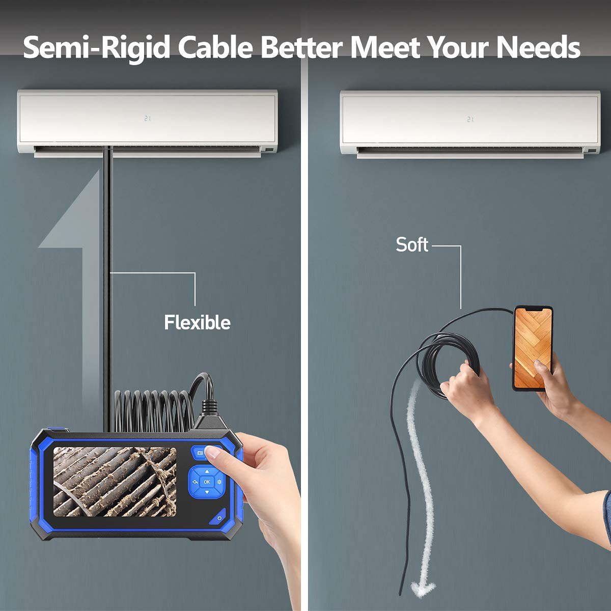 IP67 Waterproof Sewer Inspection Camera with 16.5FT Semi-Rigid Cable I354857