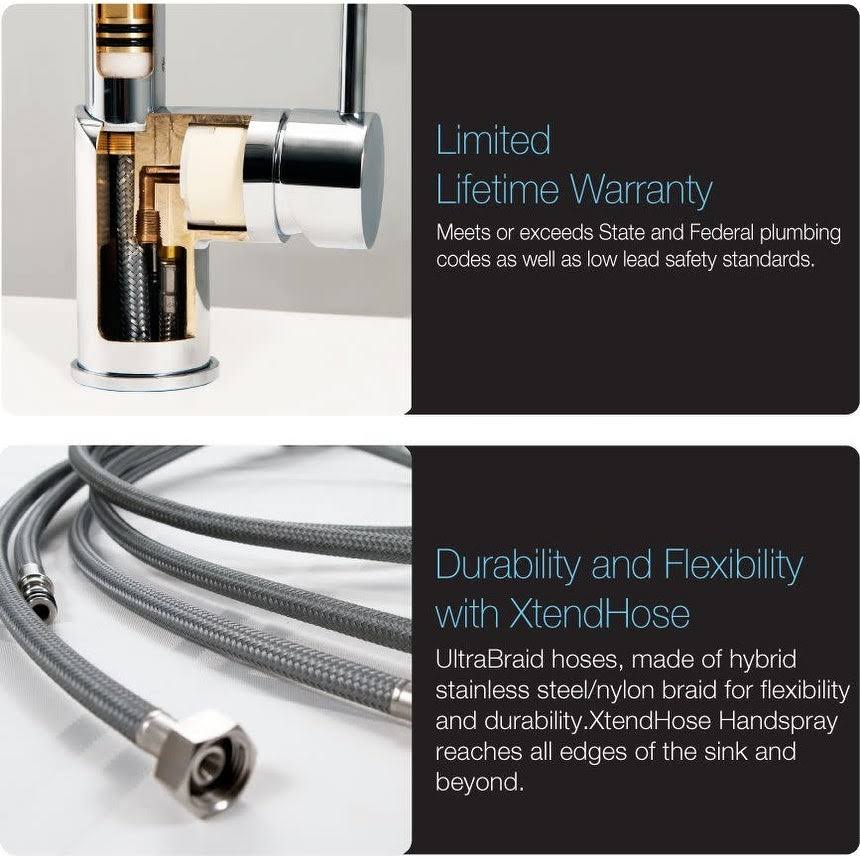 Brushed Nickel Pull Down Kitchen Faucet D524