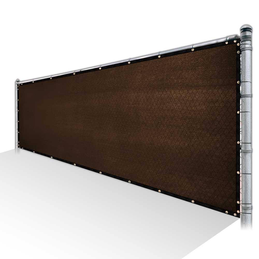 Brown Privacy Fence Screen HDPE Mesh Windscreen with Reinforced Grommets X370241