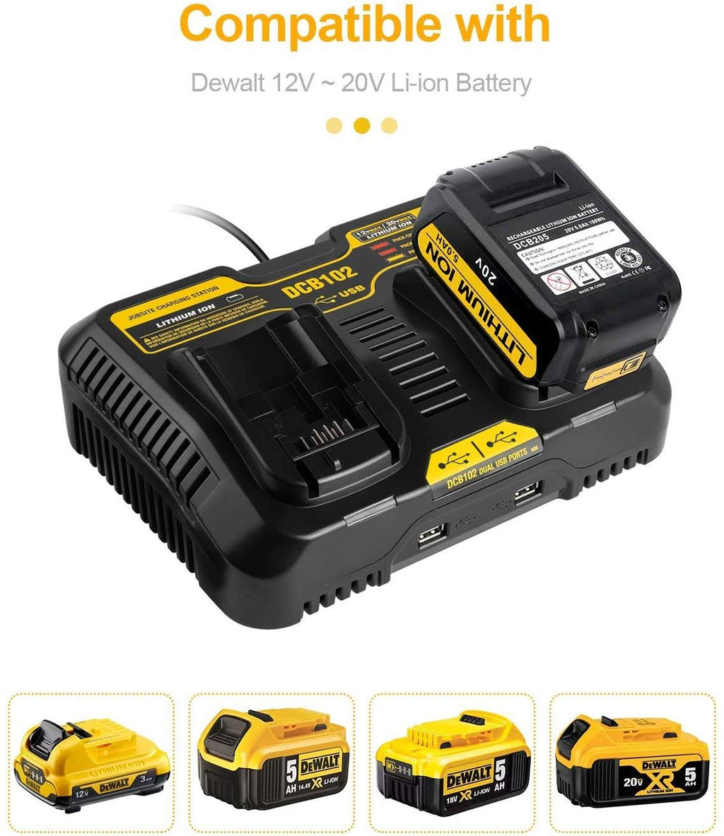 Replacement for DeWalt 12V-20V Max Li-Ion Battery Charger Dual Port K536