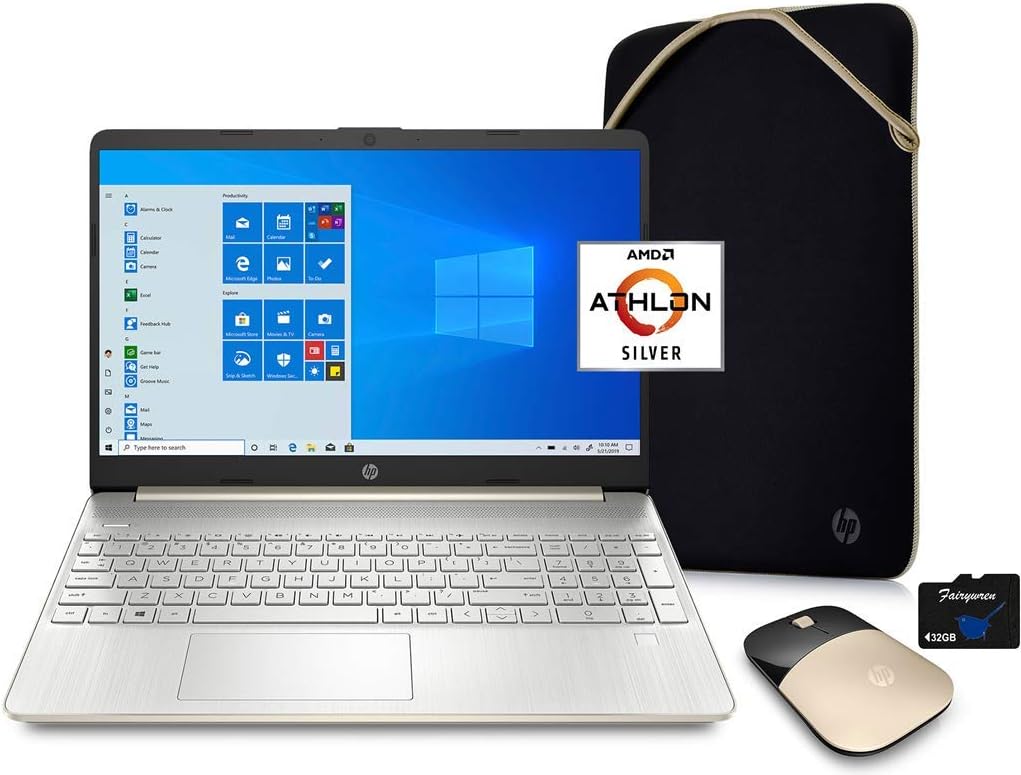 15.6 HD Laptop Computer, AMD Athlon Silver, 4GB RAM, 128GB SSD, Rose Gold E195443