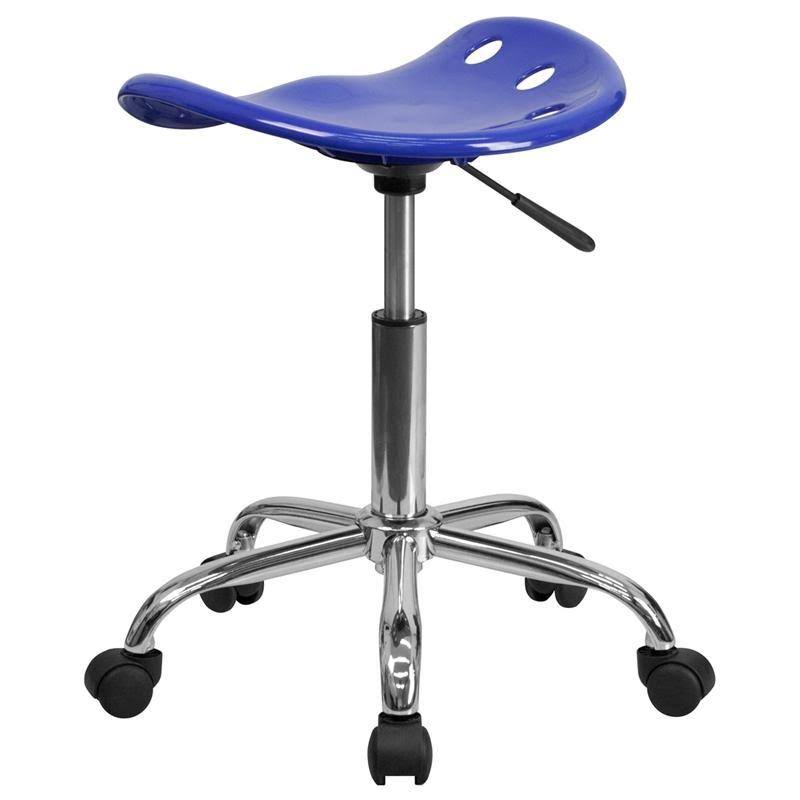 Nautical Blue Tractor Seat and Chrome Stool N89533