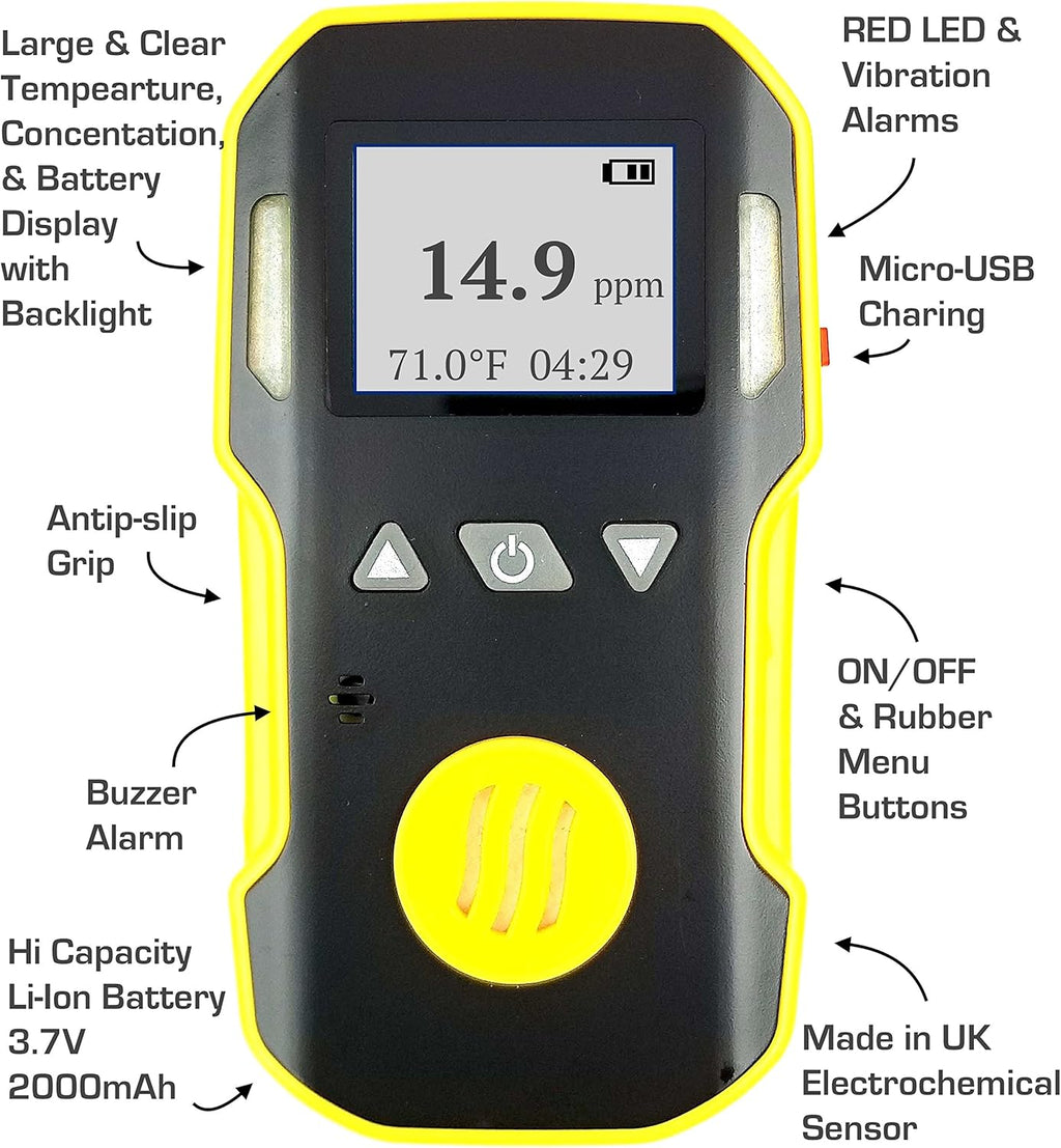 Ozone Detector with Sound, Light and Vibration Alarms Q502