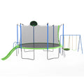 Blue 14FT Trampoline with Basketball Hoop Safety Enclosure Net Z57377