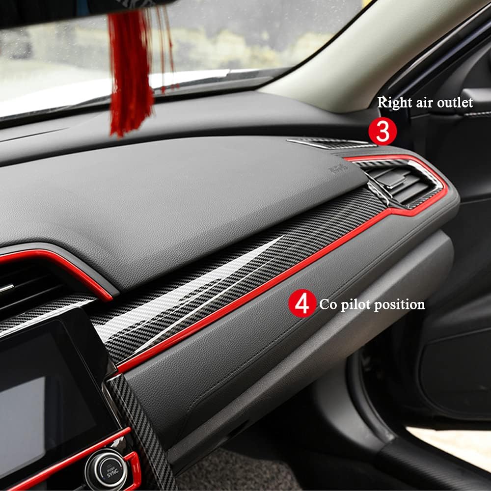 Carbon Fibre ABS Air Conditioning Outlet and Panel Instrument Panel for 10th Gen Honda Civic 2016 2017 2018 2019 2020 2021 C58008