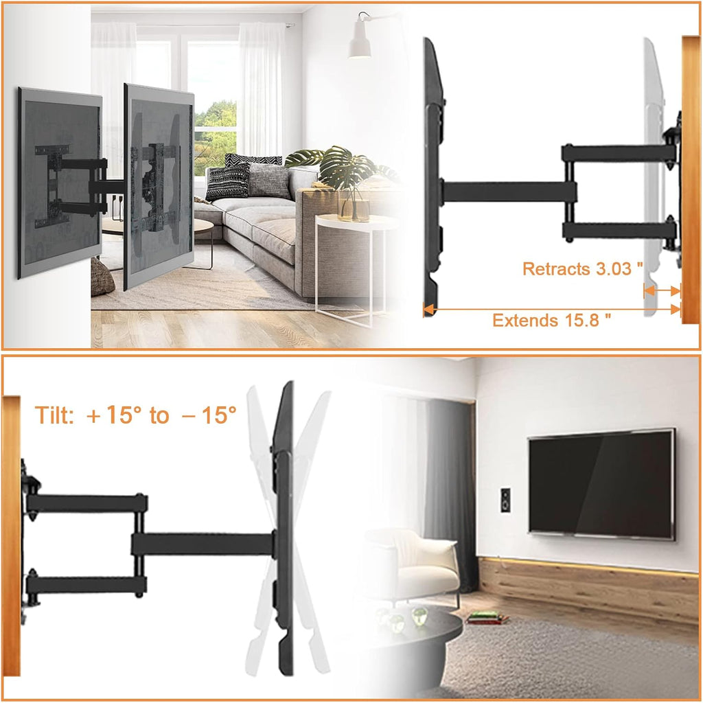 Full Motion TV Wall Mount Bracket, Dual Articulating Arms, Max VESA 600x400mm, Pack of 2 U326