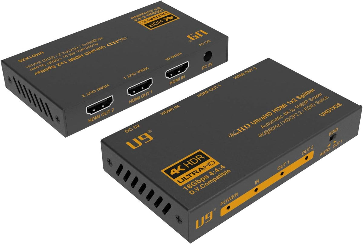 1 in 4 Out HDMI 2.0 4K Splitter with 4K to 1080P Downscaler X507