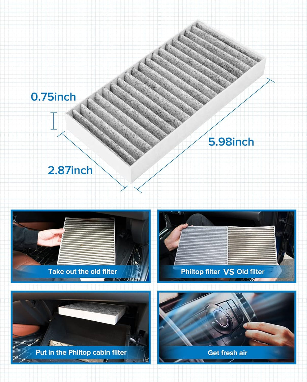 Cabin Air Filter with Activated Carbon, Pack of 2 Q608663