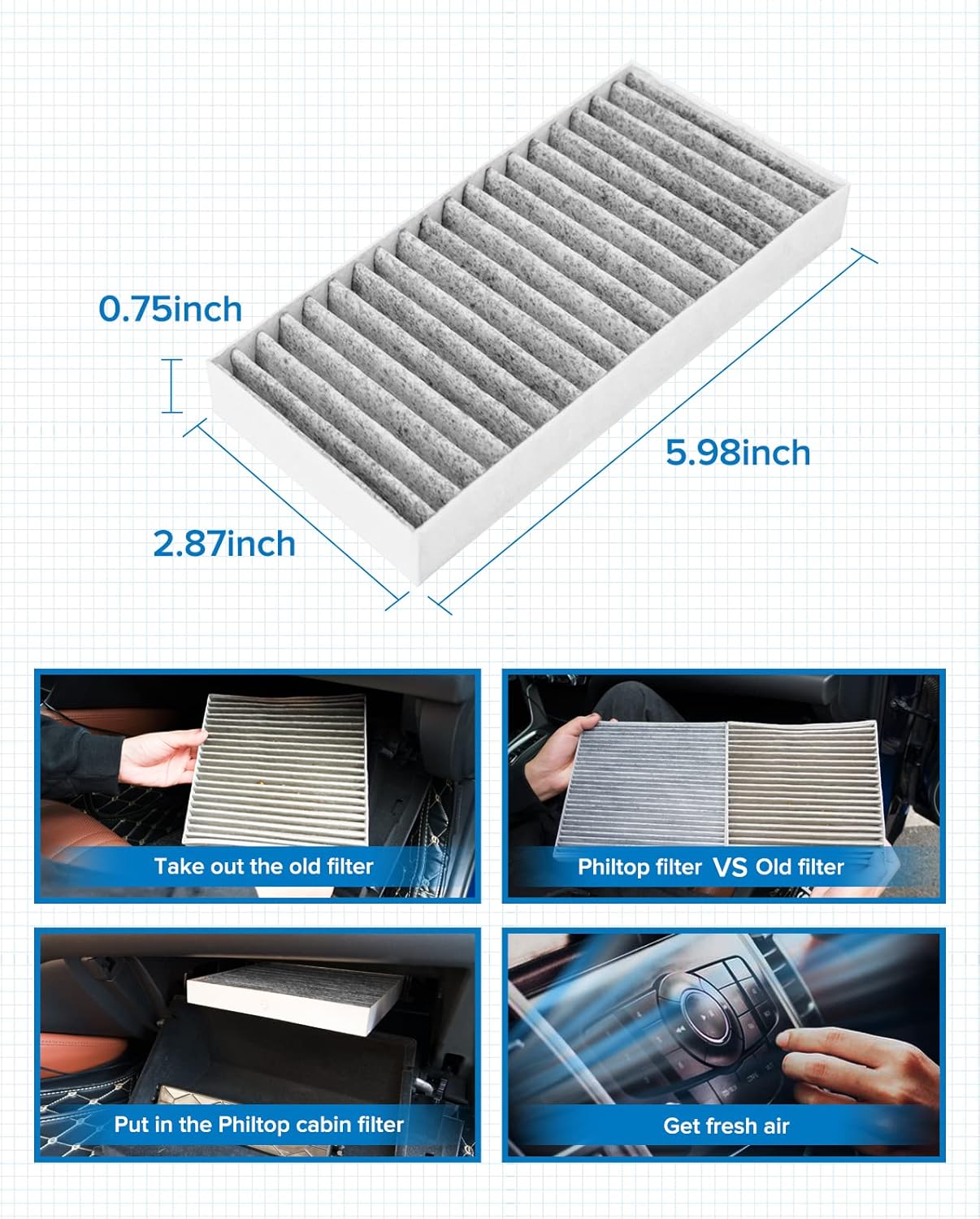 Cabin Air Filter with Activated Carbon, Pack of 2 Q608663