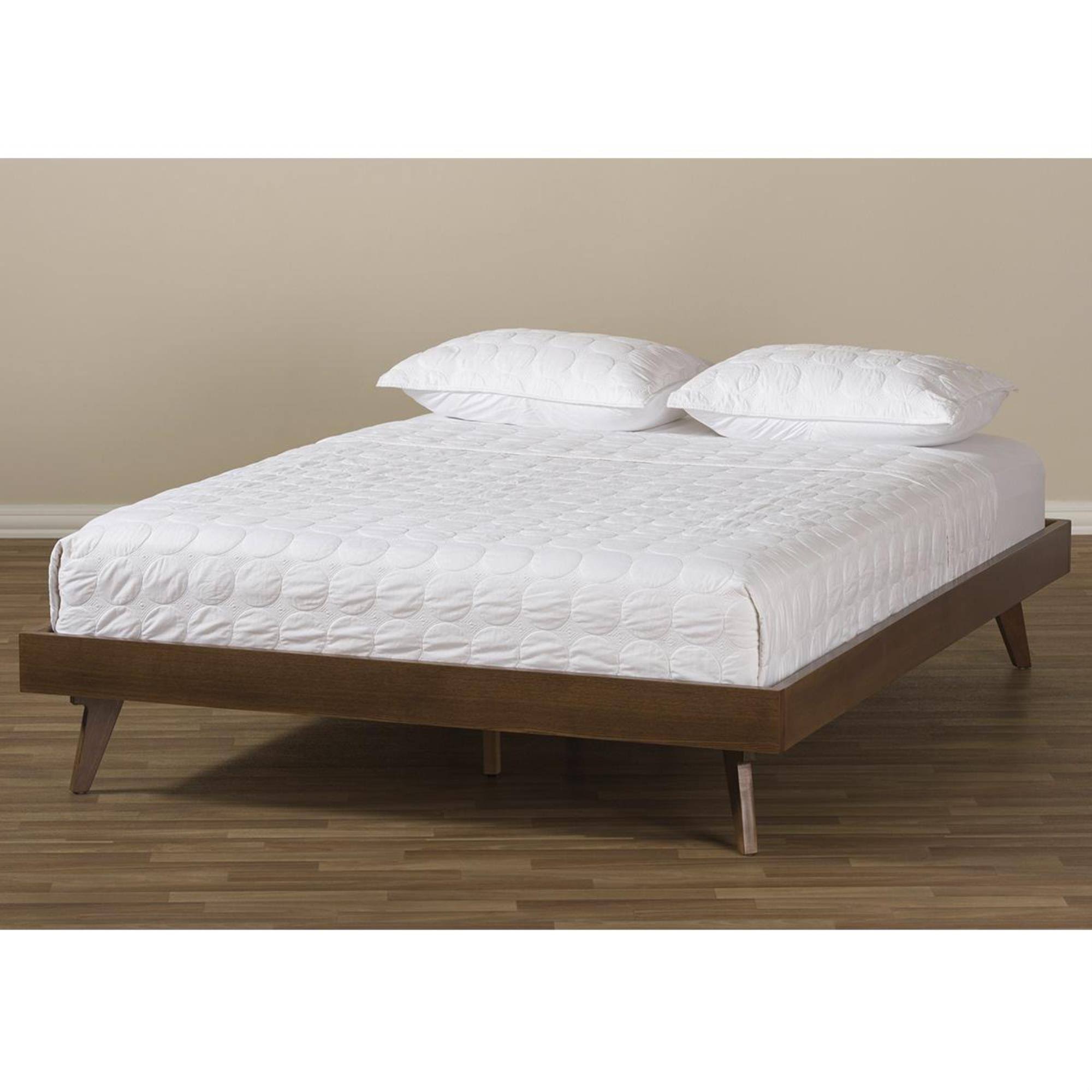 Solid Wood Bed Frame Full / Walnut Brown Y3582