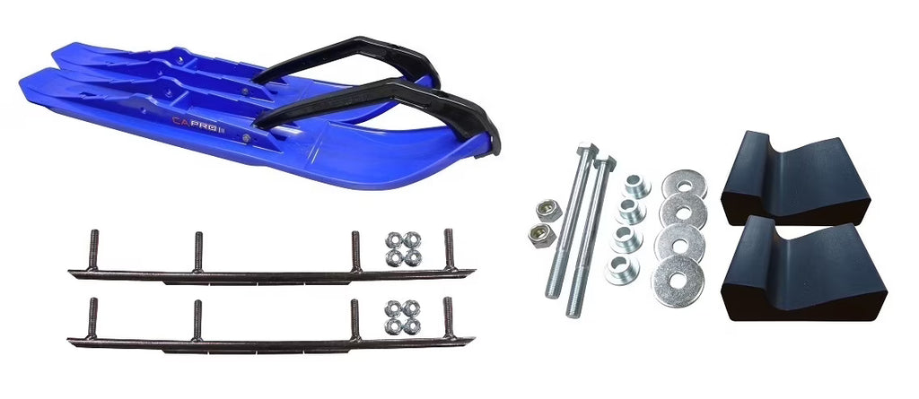 Blue XCS Snowmobile Skis with 8" Round Bars Complete Kit G8481