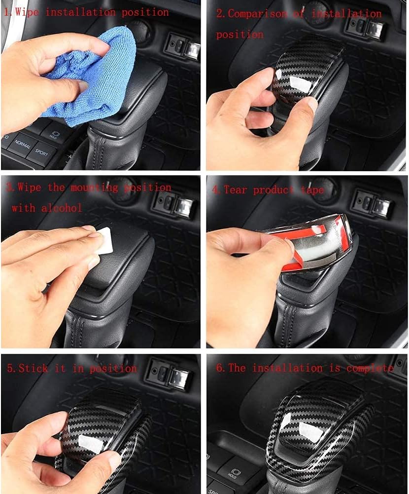Carbon Fiber Auto Gear Shift Knob Cover Sticker Trim G21068