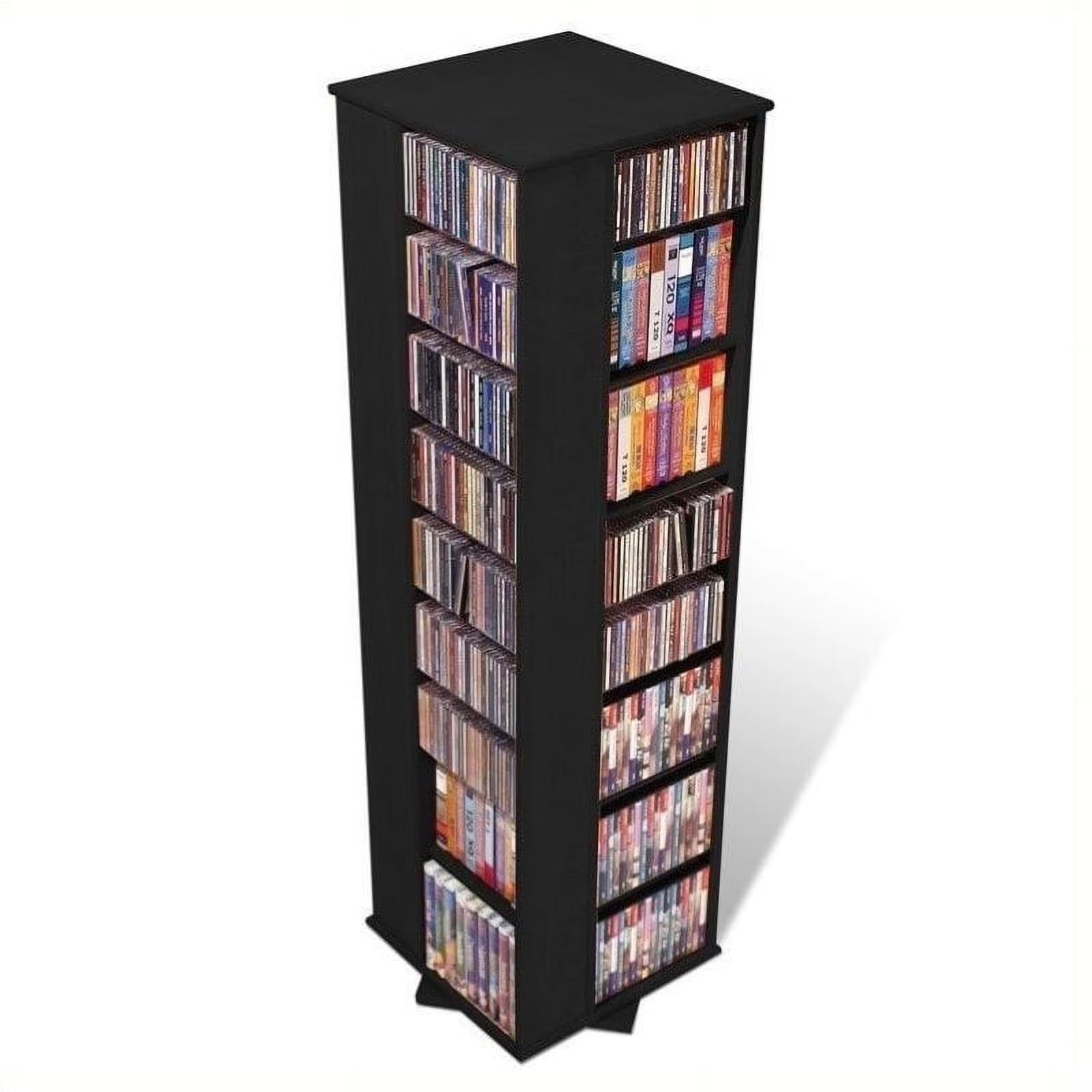 Black 4 Sided CD DVD Spinning Media Storage Tower V421949