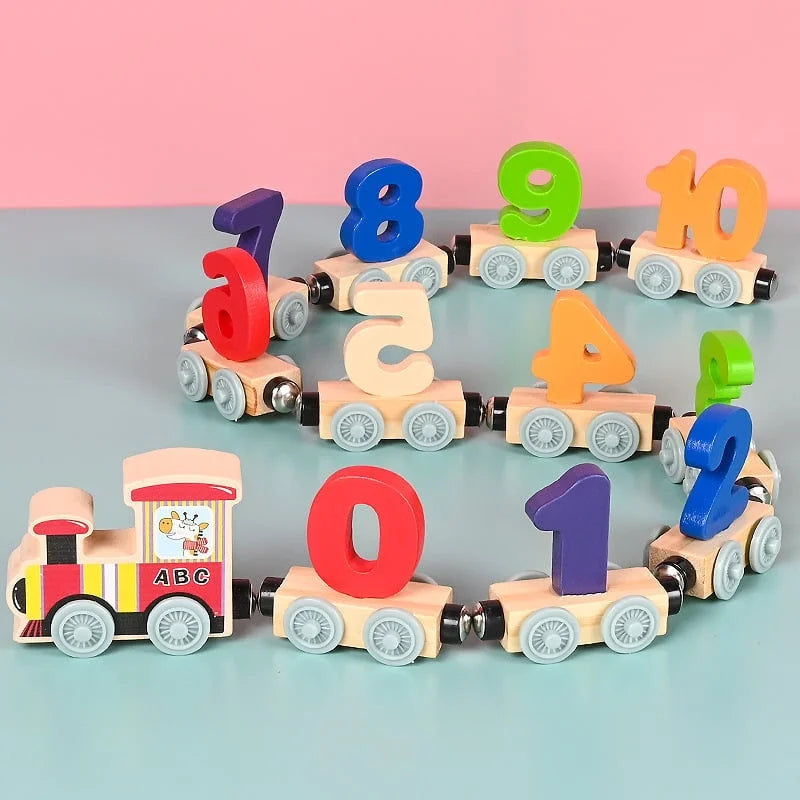Wooden Magnetic Train Building Blocks Puzzle Toys D795531