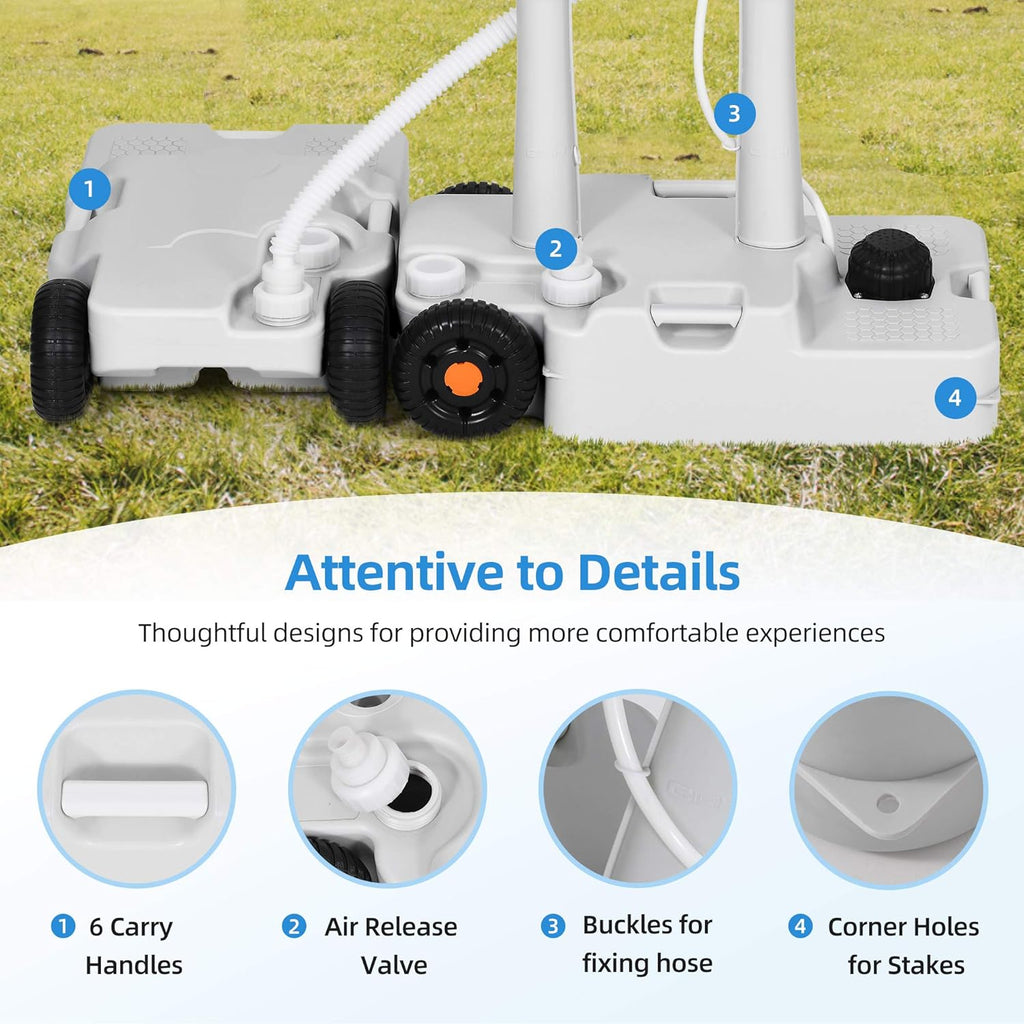 Portable Sink Camping 30 L with Rolling Wheels, Hand Washing Station with 30 L Sewage Tank U75335