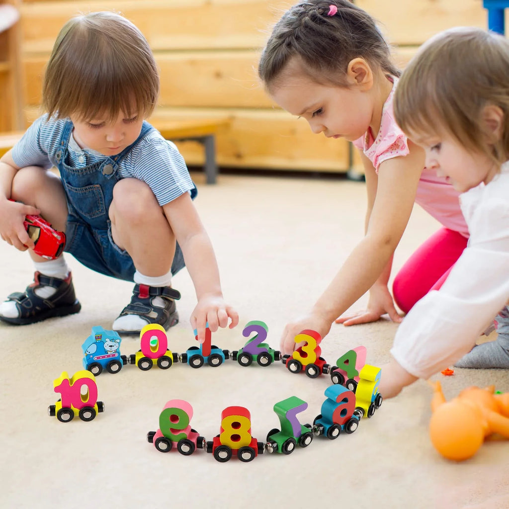 Wooden Magnetic Train Building Blocks Puzzle Toys D795531