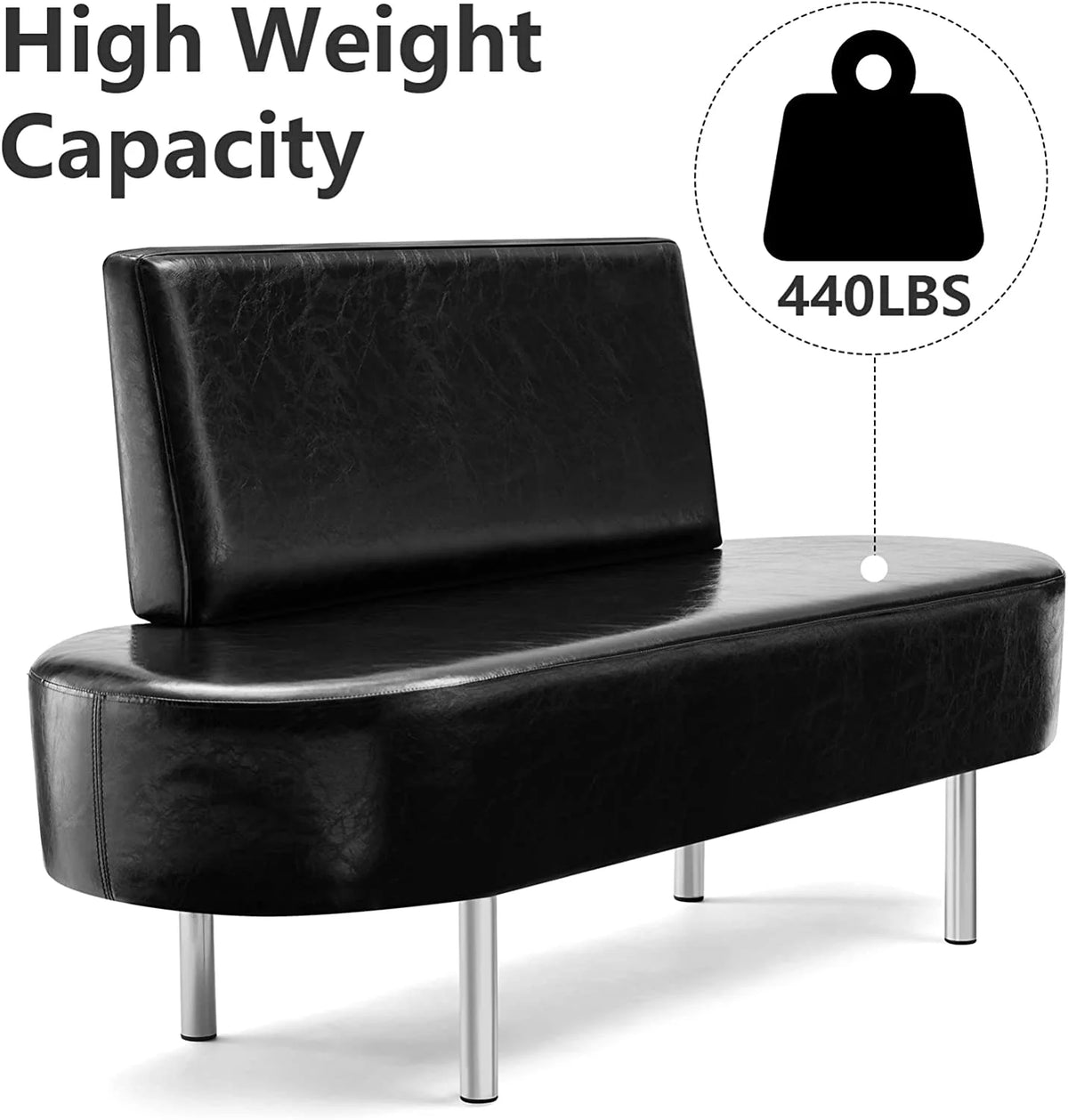 Black/Red Waiting Room Bench with Backrest L4758