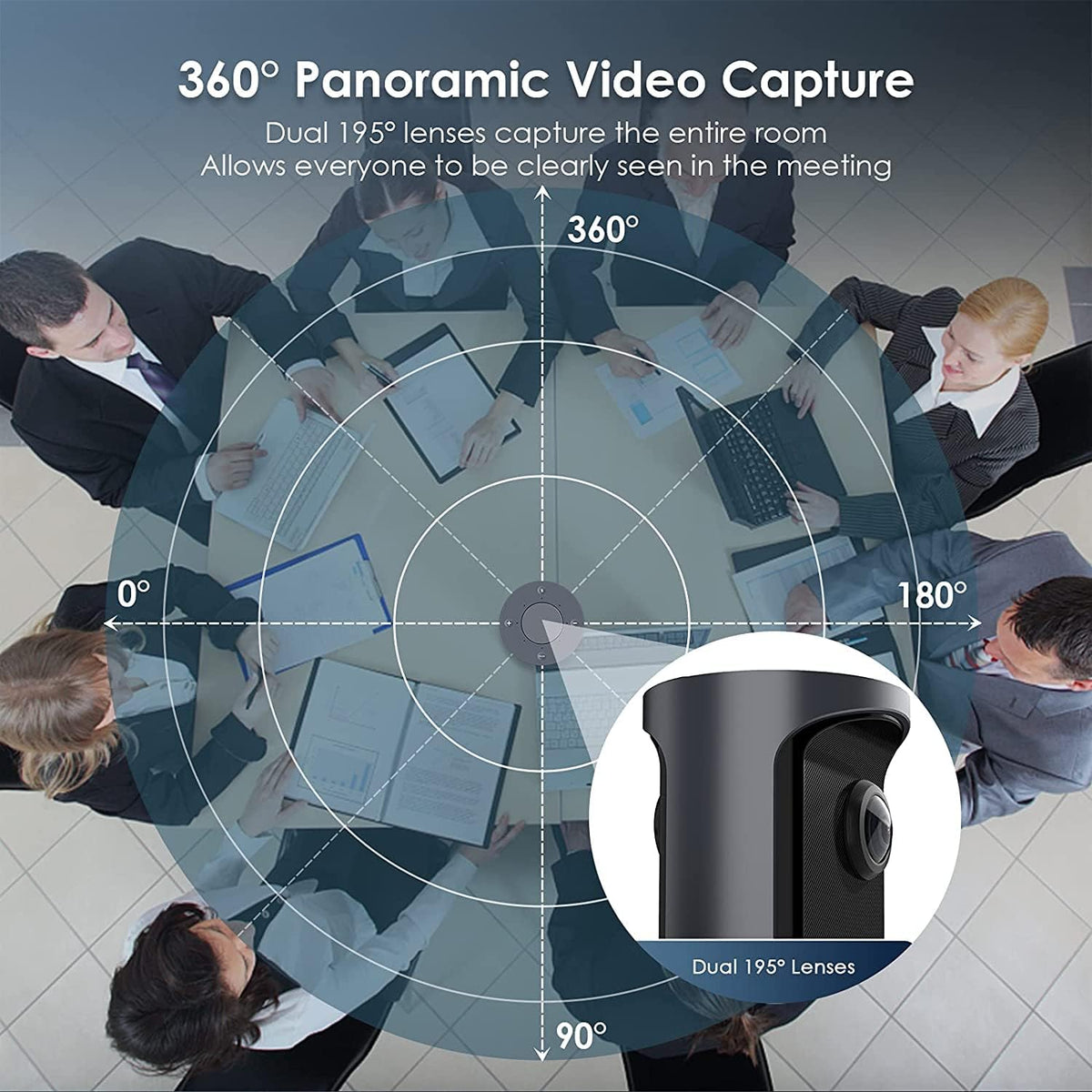 8K 360-Degree Video Conference Camera with 8 Noise-Cancelling Microphones R614810