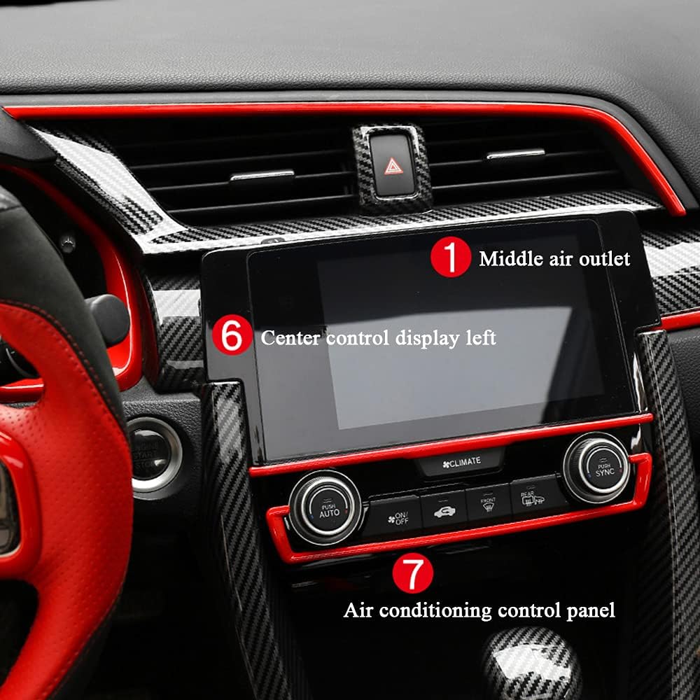 Carbon Fibre ABS Air Conditioning Outlet and Panel Instrument Panel for 10th Gen Honda Civic 2016 2017 2018 2019 2020 2021 C58008
