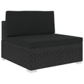 Poly Rattan Black Sectional Middle Seat with Cushions L472