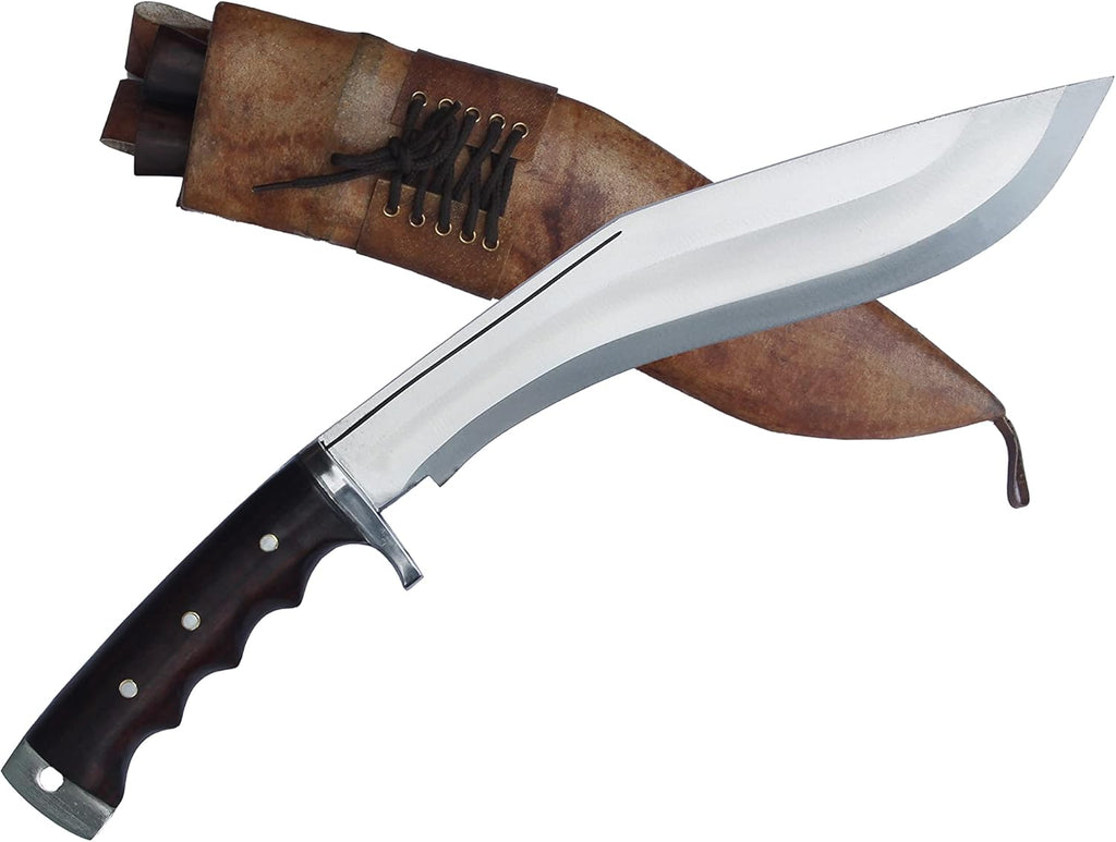 11” Blade Carbon Steel Kukri with Rosewood Handle and Leather Scabbard M77041