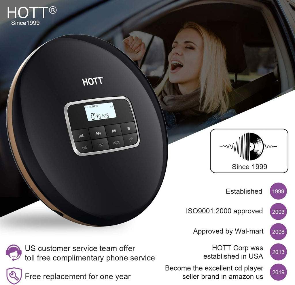 Portable CD Player with LCD Display Anti-Skip Headphones USB Cable Black Pack of 2 L82873